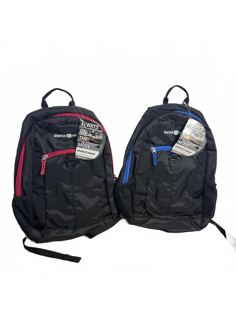 2 Swiss Gear Backpacks Black NWT Comfort Fit Padded Organizer Bottle Pocket